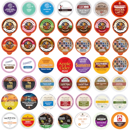 Perfect Sampler Coffee, Tea, Cider, Cappuccino & Hot Chocolate Single Serve Cups Variety Pack for Keurig K Cup Brewers, 50 Count WM-PS-Cheapmix-50